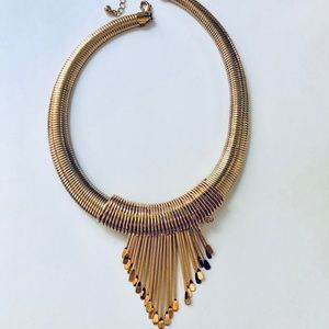 Gold tassel statement necklace